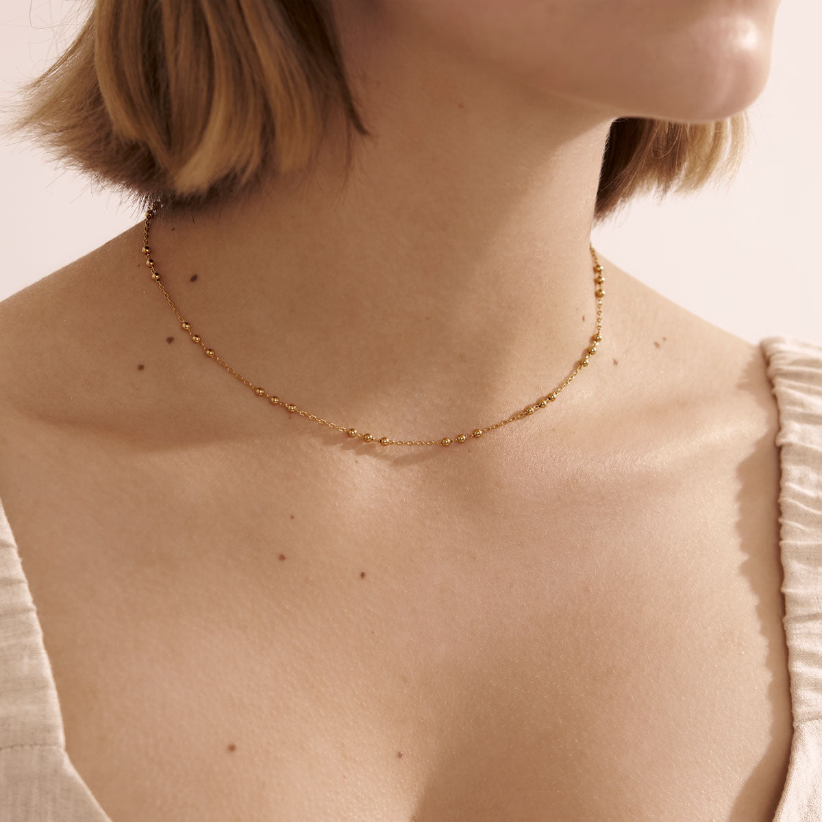 Elegant Beaded Chain Necklace in Gold - Perfect for Women's Fashion, Party Wear & Gift Giving
