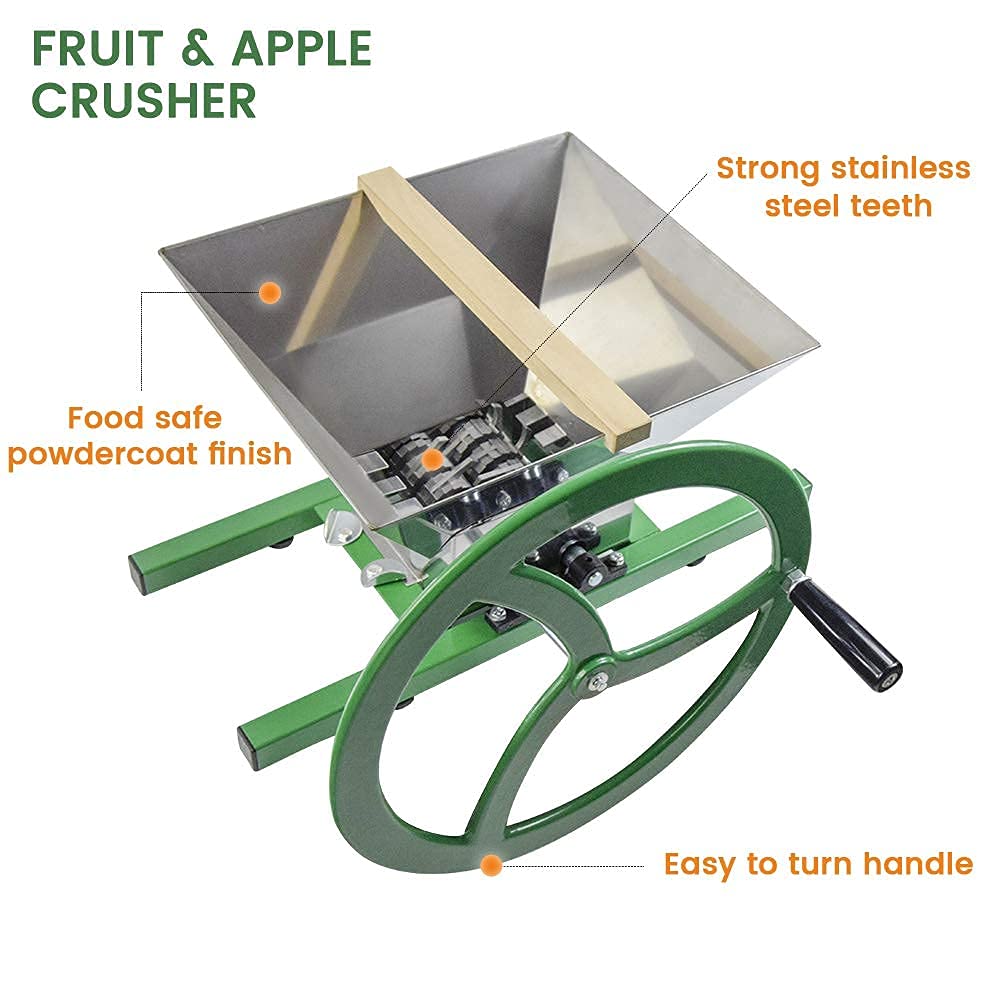 100% Natural Manual Fruit Wine Press & Crusher for Apples, Grapes & Berries - Kitchen Juice Maker for Homemade Wine, Cider & Fresh Juice