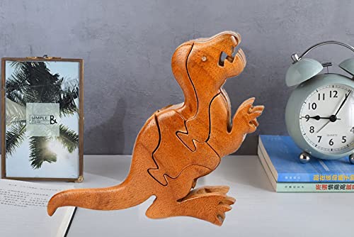 YOVQNMX Wooden Dinosaur Puzzle - Velociraptor Animal Wood Block Toy for Kids | Brain Teaser & Educational STEM Game | Birthday Gift for Boys & Girls | Fun Learning Activity for Preschool & Classroom