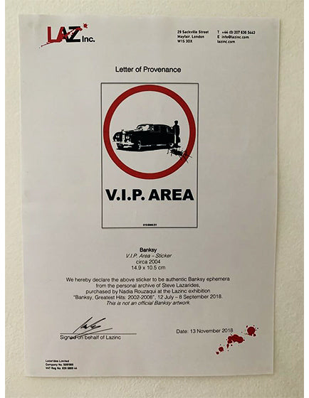 Banksy VIP Area Sticker - Unique Street Art Decal for Laptops, Phones & DIY Projects - Perfect for Urban Art Lovers & Home Decor
