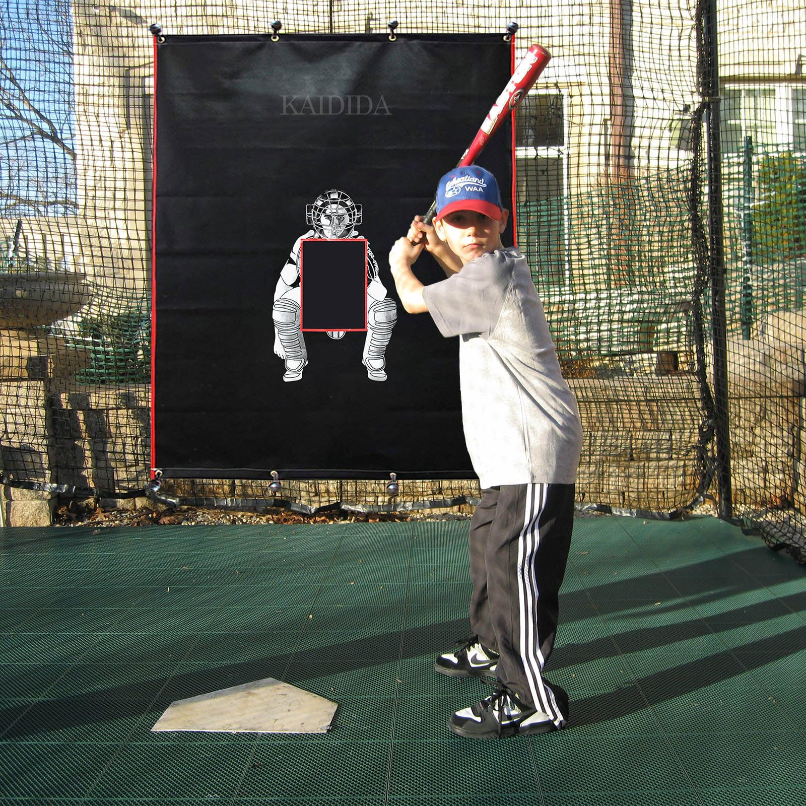 Baseball Backstop Net - Heavy Duty Rubber Backstop for Batting Cage | Indoor/Outdoor Softball Practice Backstop Mat | Perfect for Home, School & Training Facilities