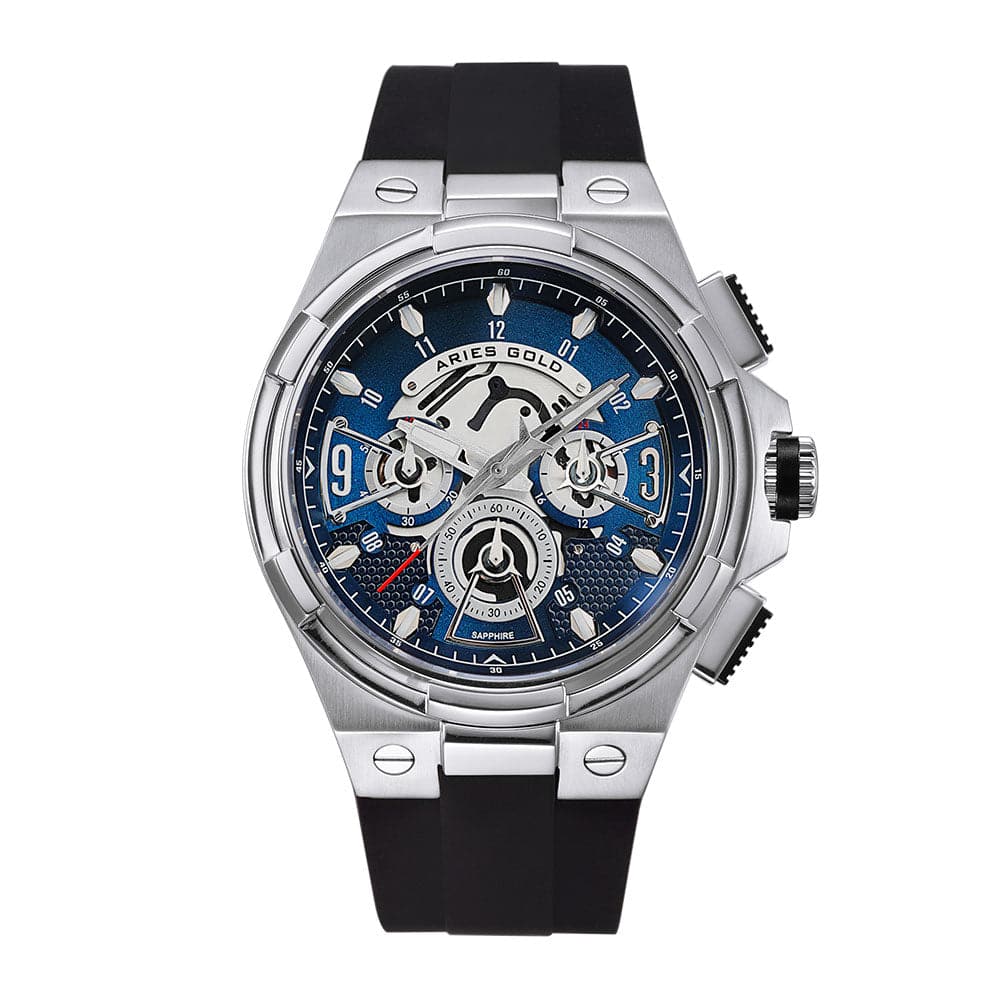 ARIES GOLD Analog Black Lightning High-Tech Silicone Strap Men's Watch G 7016 S BU - Stylish & Durable for Casual, Business & Outdoor Activities