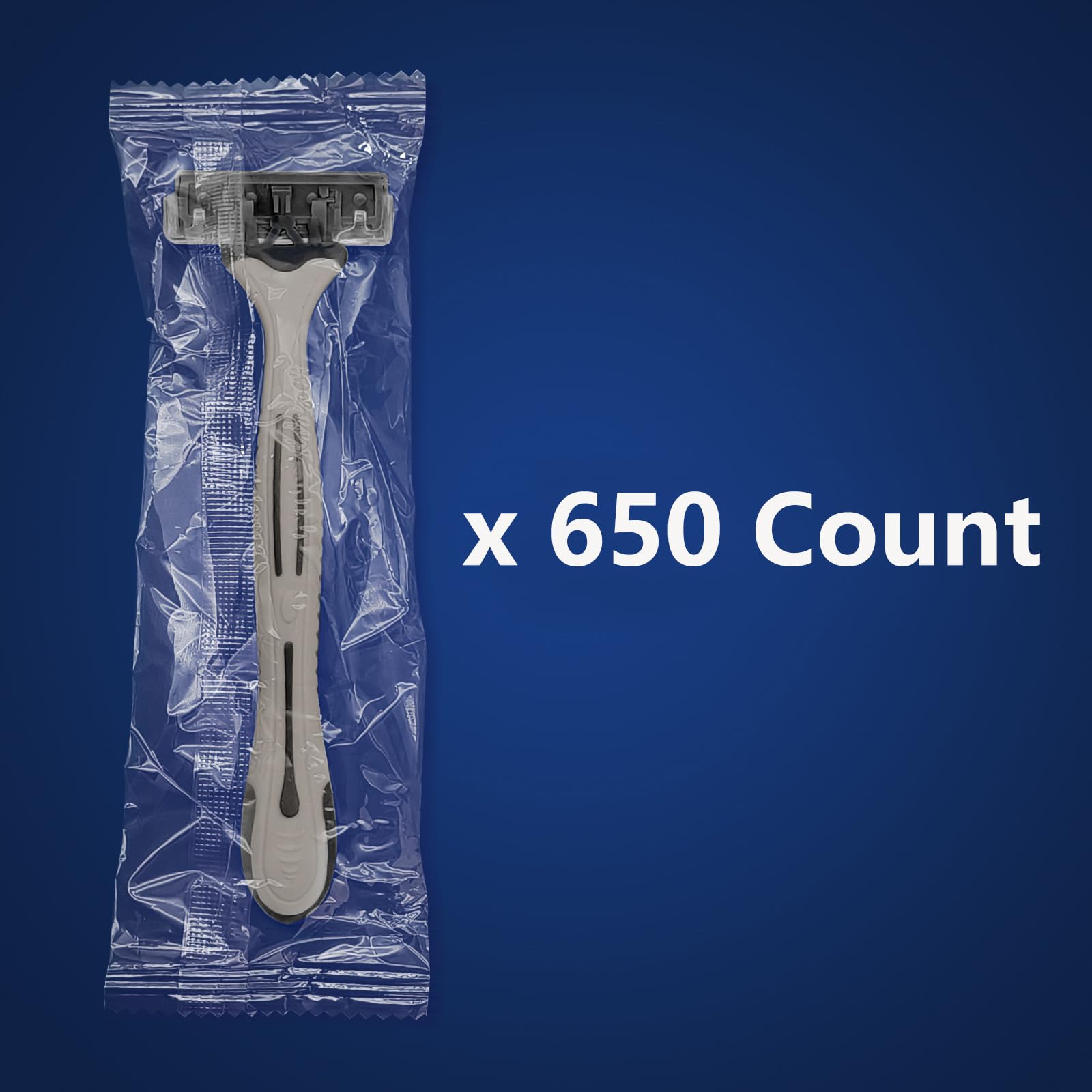 (650 Pack) Kheoxusa 3-Blade Disposable Razors - Individually Wrapped, Triple Blade Shaving Razors for Men & Women - Perfect for Travel, Hotels, Airbnb, Tattoo Shaving & Grooming - Grey Black