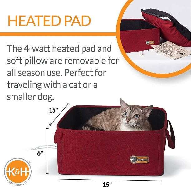 K&H Thermo Basket Pet Bed - Self-Warming Cat & Dog Bed with Soft Fleece Lining, Ideal for Indoor Use in Winter & Cold Weather - Cozy & Comfortable for Small to Medium Pets
