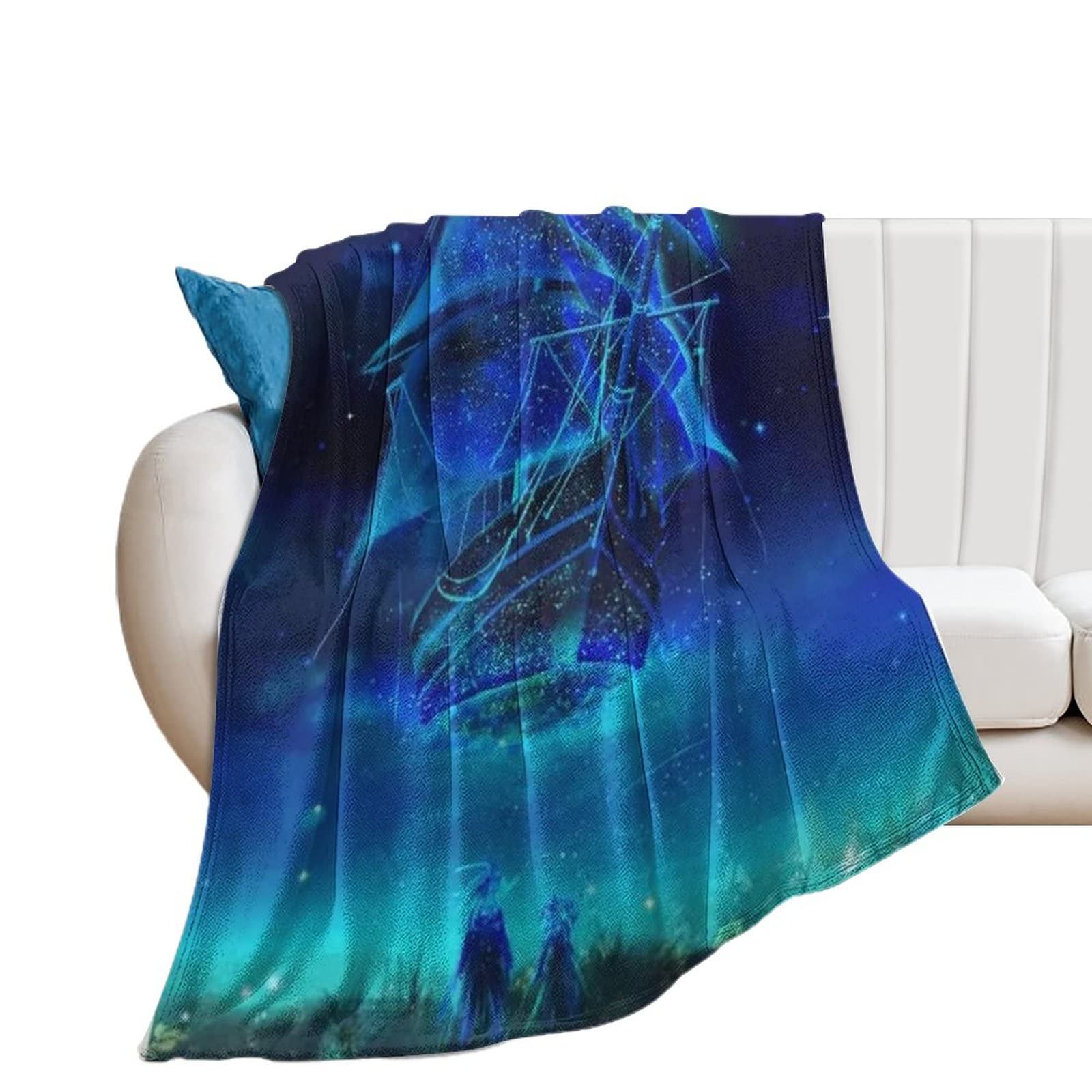 Star Sailing at Night Aesthetic Plush Blanket - Ultra Soft & Cozy Fleece Throw for Bed, Couch, Sofa - Home Decor & Gift Idea - Perfect for Movie Nights, Camping & Winter Warmth
