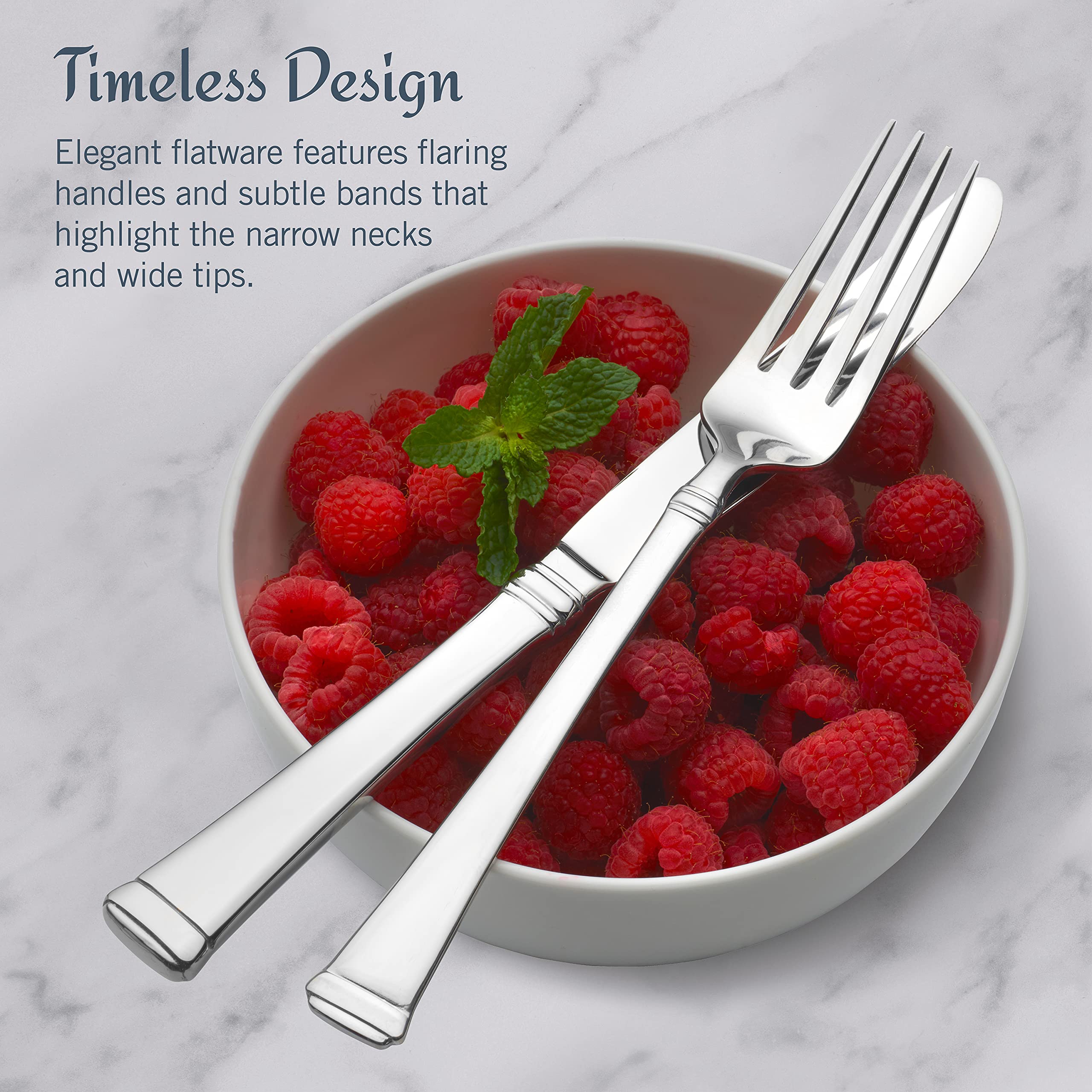 Premium Mikasa Harmony 65-Piece 18/10 Stainless Steel Flatware Set for 12 - Elegant Silverware with Serving Utensils for Fine Dining, Weddings & Holiday Entertaining