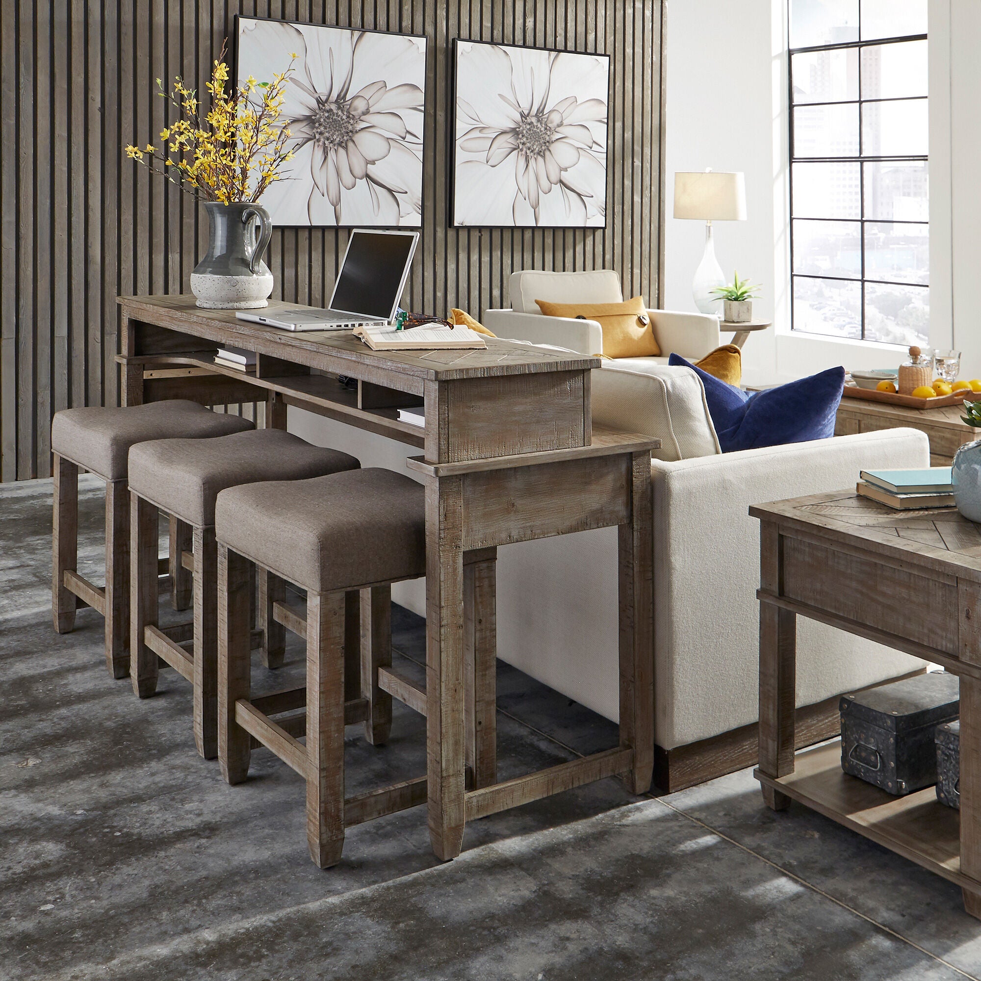 Parkland Falls Console Stool - Modern Wooden Bar Stool with Metal Frame for Kitchen Island, Breakfast Nook & Home Decor | Comfortable & Stylish Seating Solution