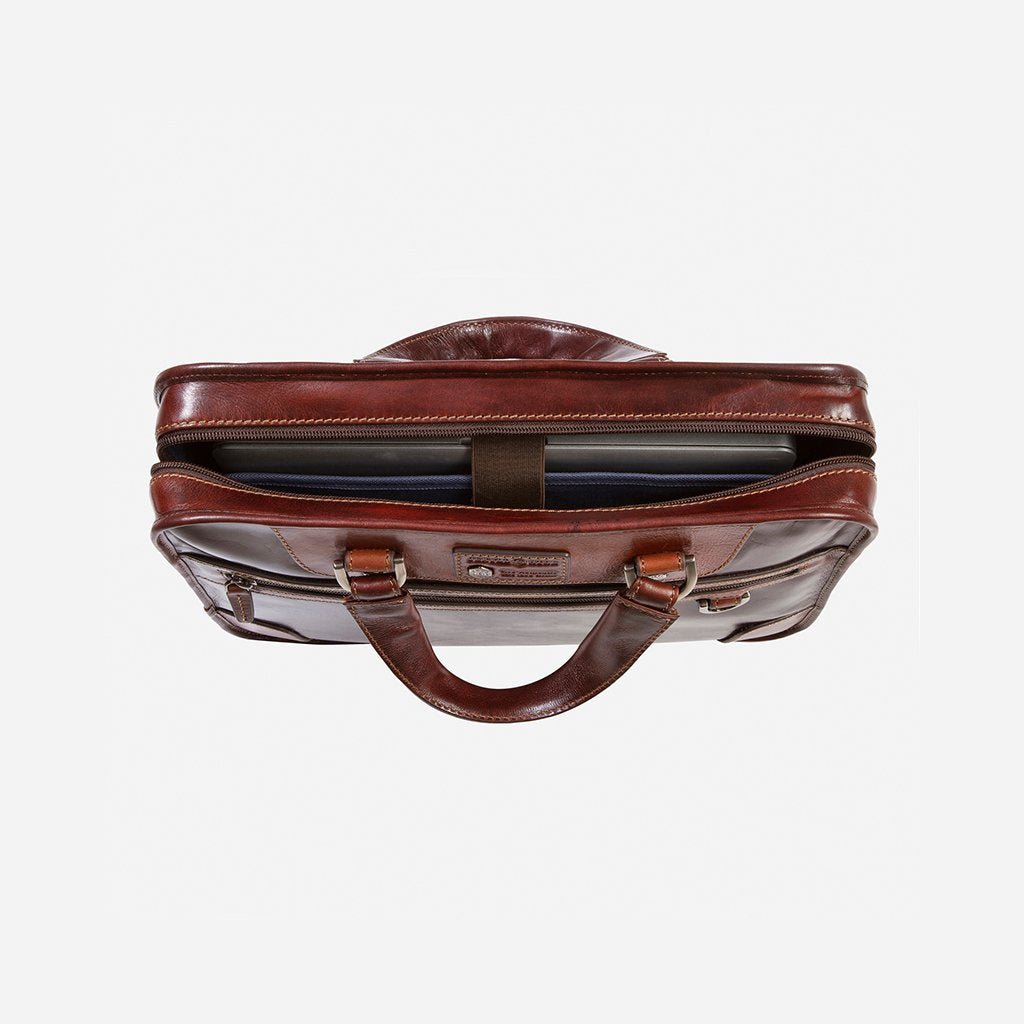 Premium Jekyll & Hide Oxford Medium Laptop Briefcase - Tobacco Brown Genuine Leather Business Bag for Men & Women | Perfect for Office, Commuting & Business Travel