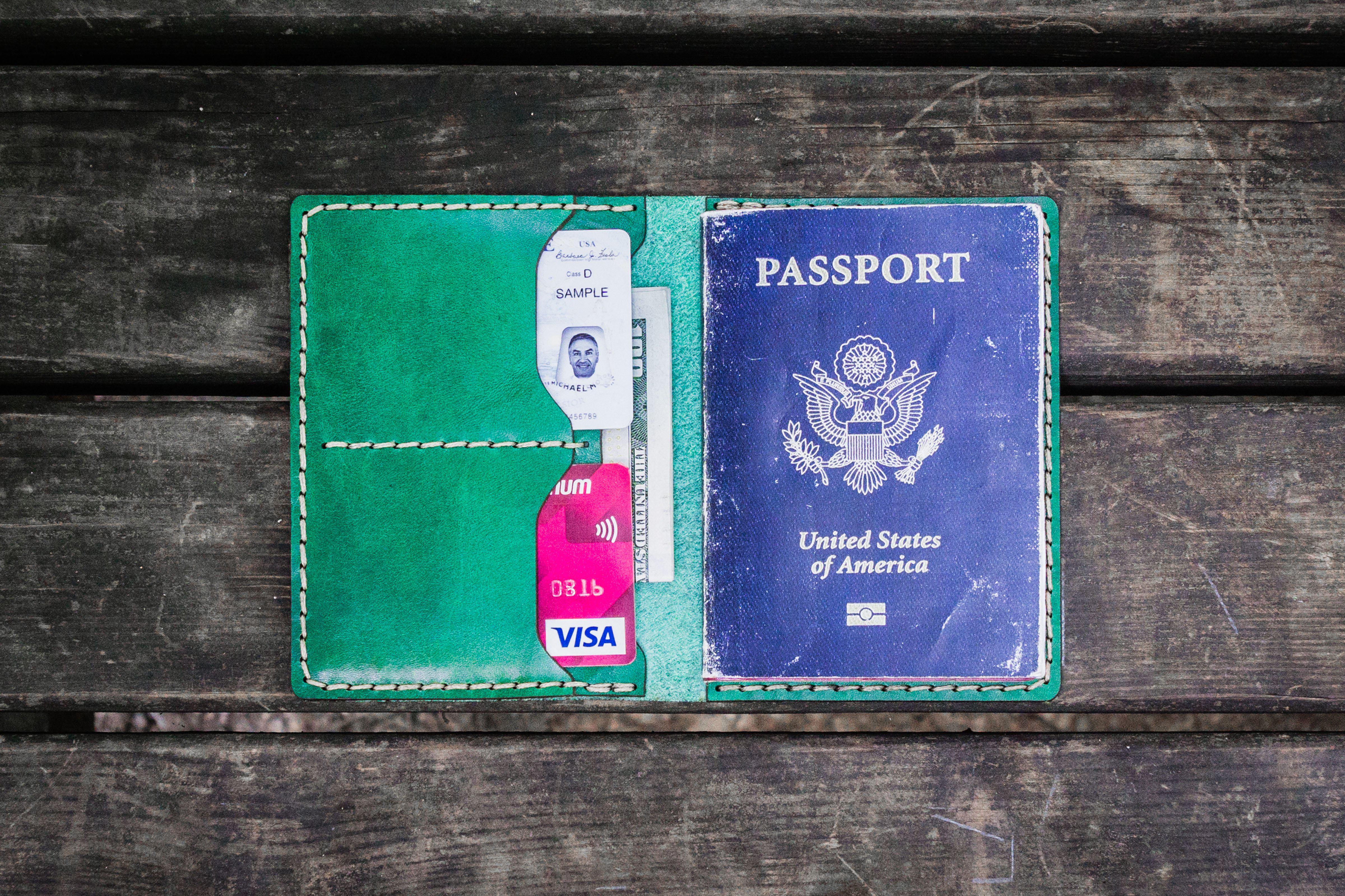 Premium Genuine Leather Passport Holder - RFID Blocking Travel Wallet (Green) - Perfect for International Trips & Business Travel Accessories