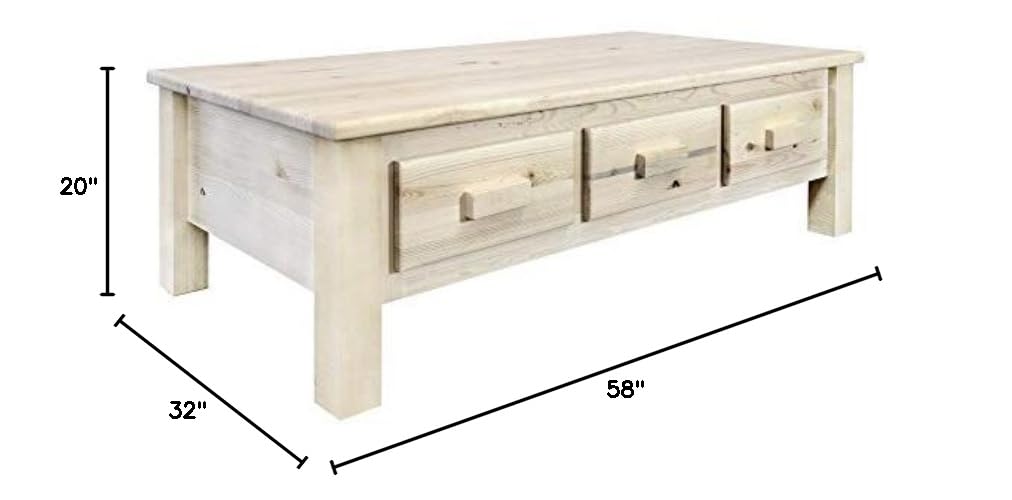 Montana Wooden Coffee Table with 6 Drawers - Clear Lacquer Finish for Living Room