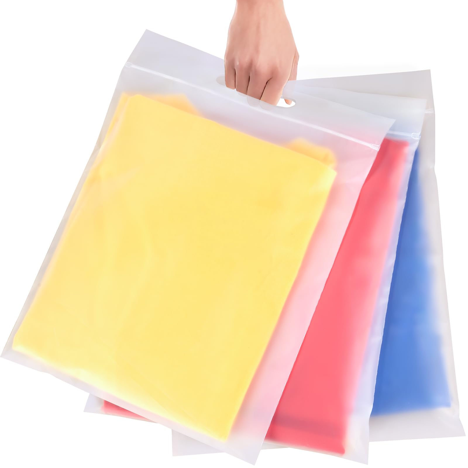 11x14 Inch Clear Frosted T-Shirt Bags - 100 Pack Zipper Shipping Bags with Handle for Small Business | Perfect for Retail, Online Stores & Clothing Packaging
