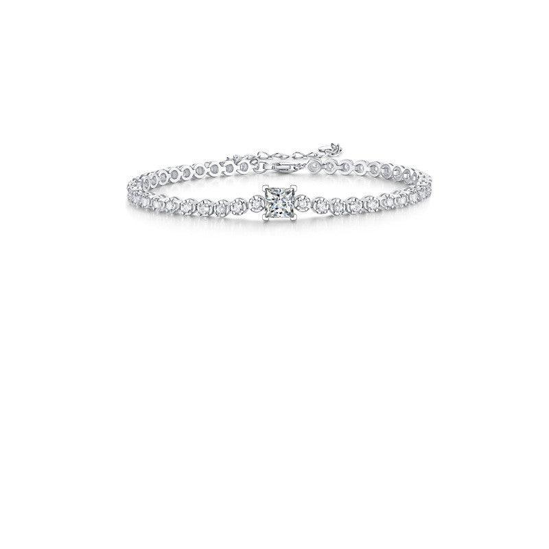 S925 Sterling Silver Moissanite Rubik's Cube Bracelet - Elegant Cubic Zirconia Jewelry for Women, Perfect Gift for Birthday, Anniversary & Special Occasions