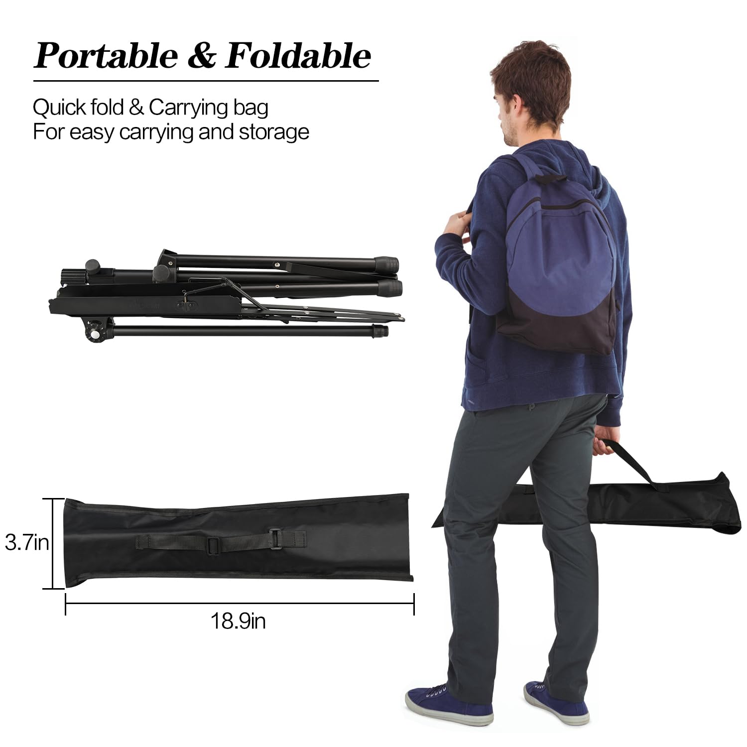 2 Pack Sheet Music Stand - Dual-Use Folding & Adjustable Desktop Book Stand with Sheet Clip Holder & Carrying Bag - Lightweight Portable for Piano, Violin, Guitar Practice & School Band Performances
