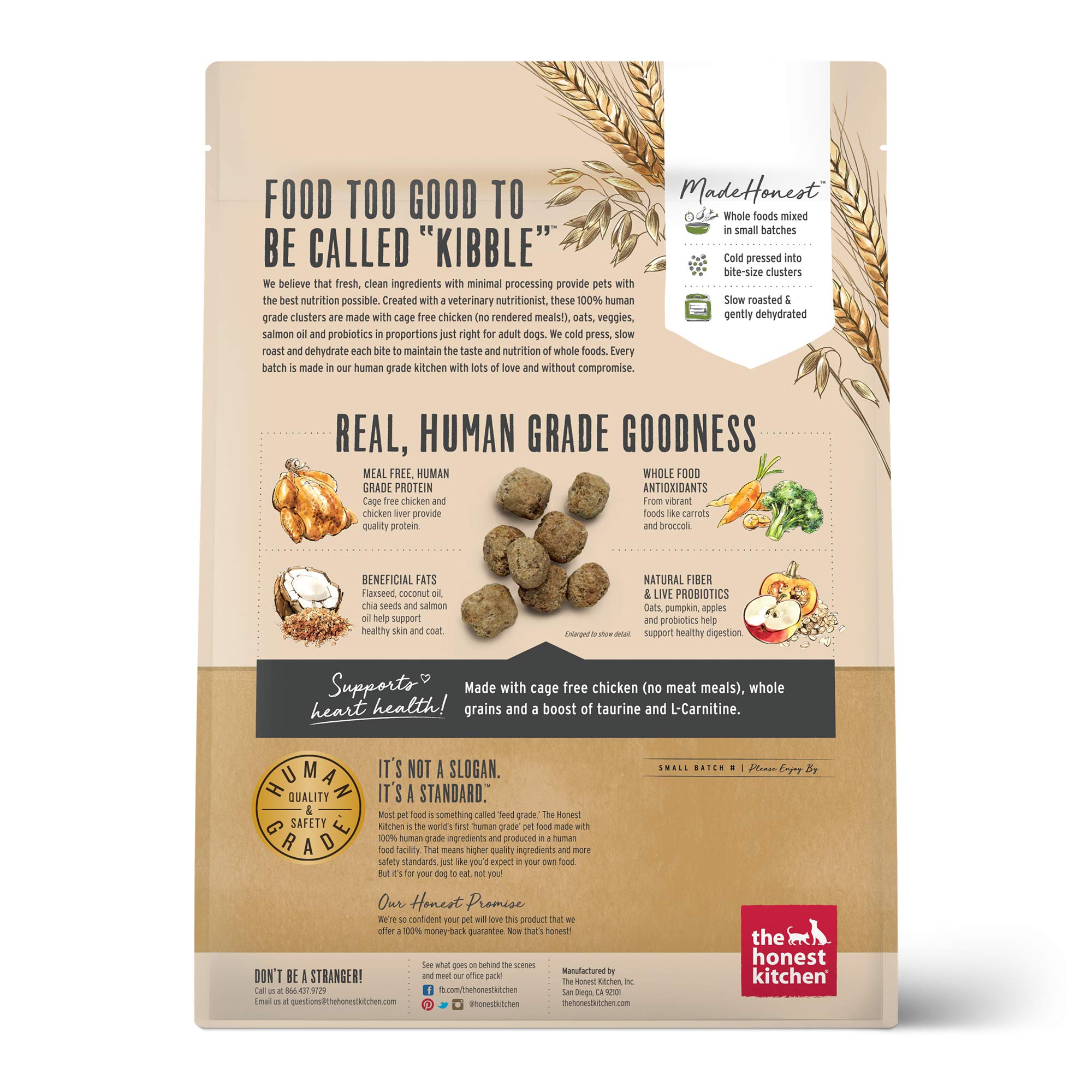 The Honest Kitchen Whole Food Clusters Whole Grain Chicken & Oat Dry Dog Food - 5 lb Bag of Natural, Grain-Free Kibble for Adult Dogs - Perfect for Daily Meals, Training Treats & Digestive Health