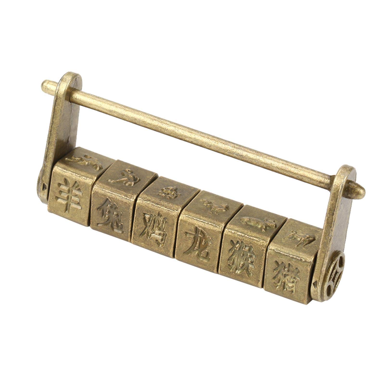 Tyenaza Password Lock - Chinese Zodiac Symbol Padlock, Vintage Antique Zinc Combination Lock for Jewelry Box, Drawer, Cabinet, Gift Box - Perfect for Home Decor, Craft Projects & Security Protection