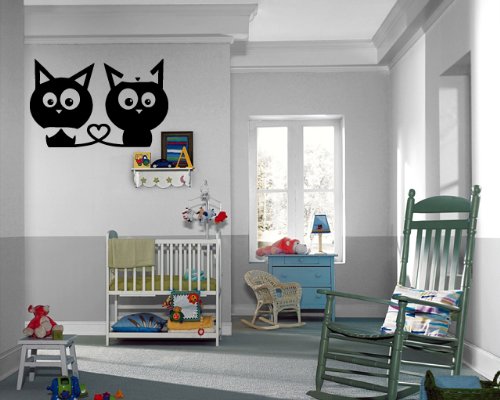 Romantic Cute Kittens in Love Vinyl Wall Decal Sticker - Perfect for Kids Room Decor, Nursery, Bedroom & Playroom Wall Mural Art (M012)