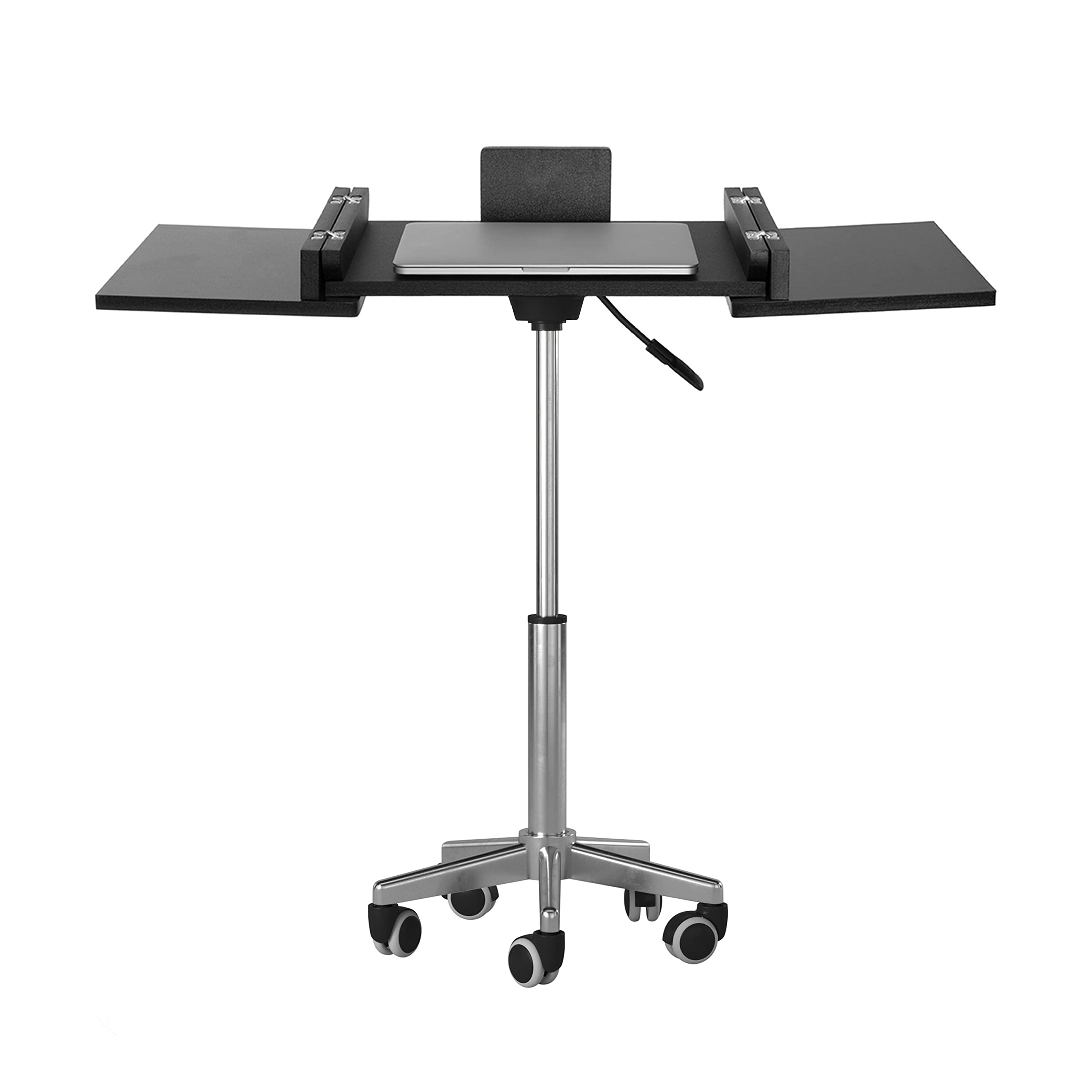 Adjustable Height Portable Standing Desk with Extendable Panels - Rolling Laptop Stand & Podium Desk in Graphite Black - Perfect for Home Office, Work from Home & Remote Work Setup