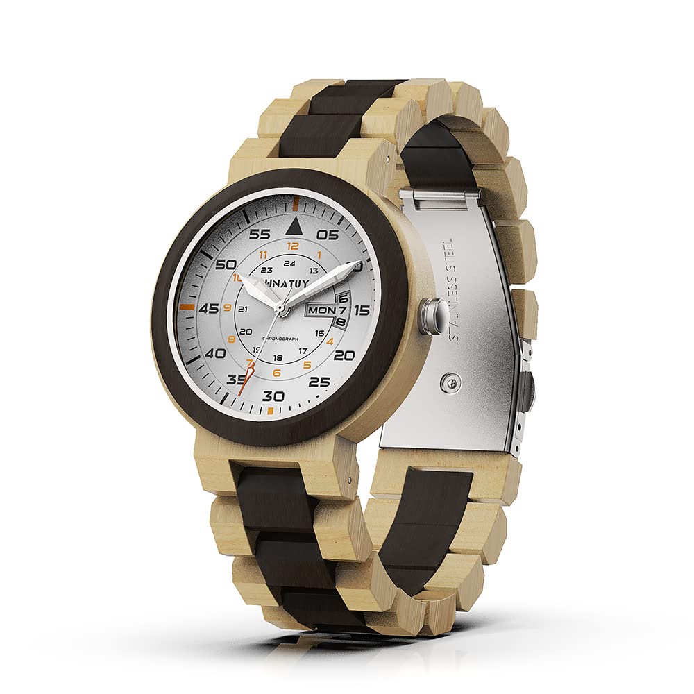 Premium Handmade Wooden Watch for Men - Japanese Quartz Movement with Month & Date Display - Stylish Casual Wristwatch for Business, Outdoor & Everyday Wear