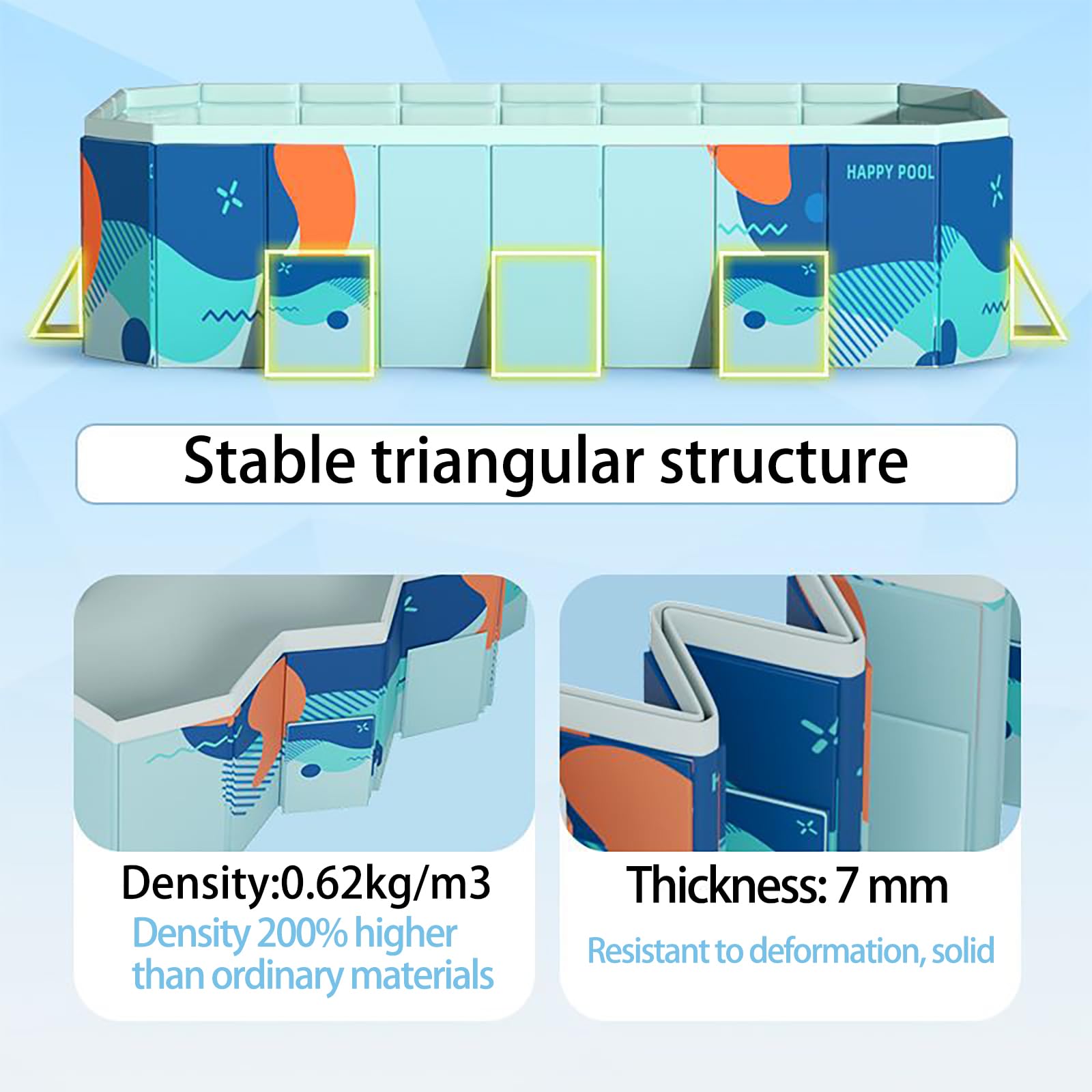 Foldable Hard Plastic Shell Non-Inflatable Swimming Pool for Adults & Family - 3m Rectangle Collapsible Portable Backyard Pool for Dogs & Pets | Outdoor Water Play, Summer Relaxation, Kids Splash Fun