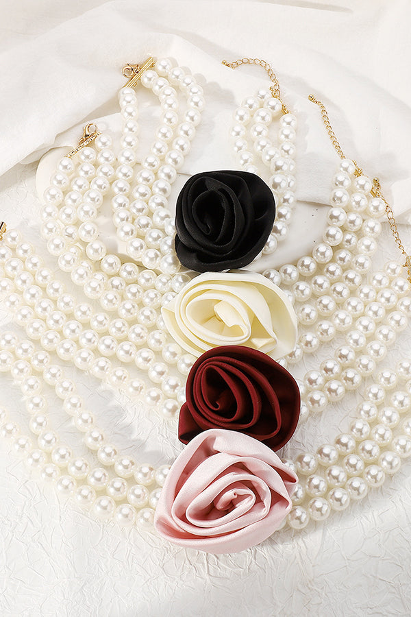 Vintage Audrey Hepburn Style Pearl Rose Necklace for Women - Elegant Dainty Floral Jewelry Gift for Valentine's Day, Anniversary & Special Occasions