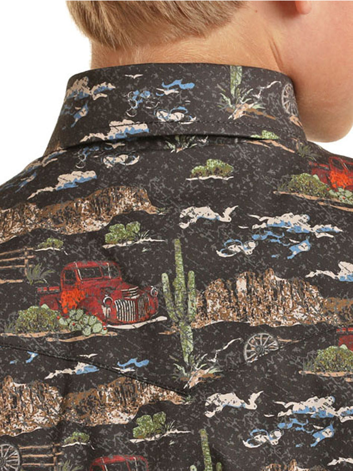Dale Brisby Kids Long Sleeve Snap Shirt - Black Western Style Shirt for Boys & Girls | Perfect for Rodeo, Cowboy Parties & Western Themed Events