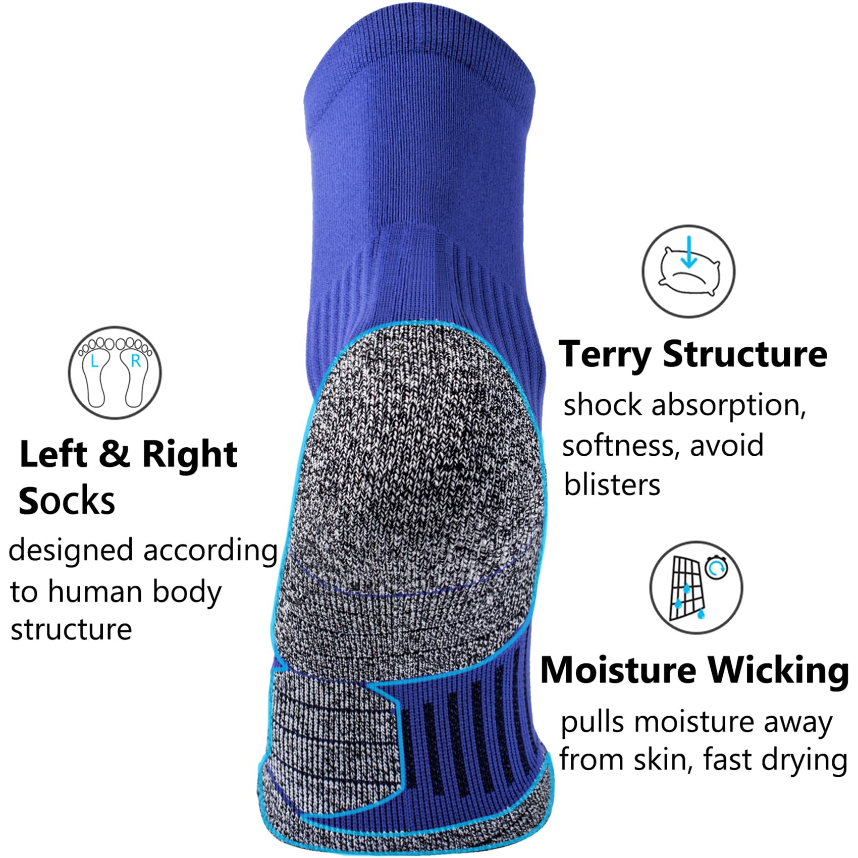 CWVLC Compression Athletic Quarter Socks for Men & Women - Breathable Cushioned Support for Running, Hiking & Sports Activities