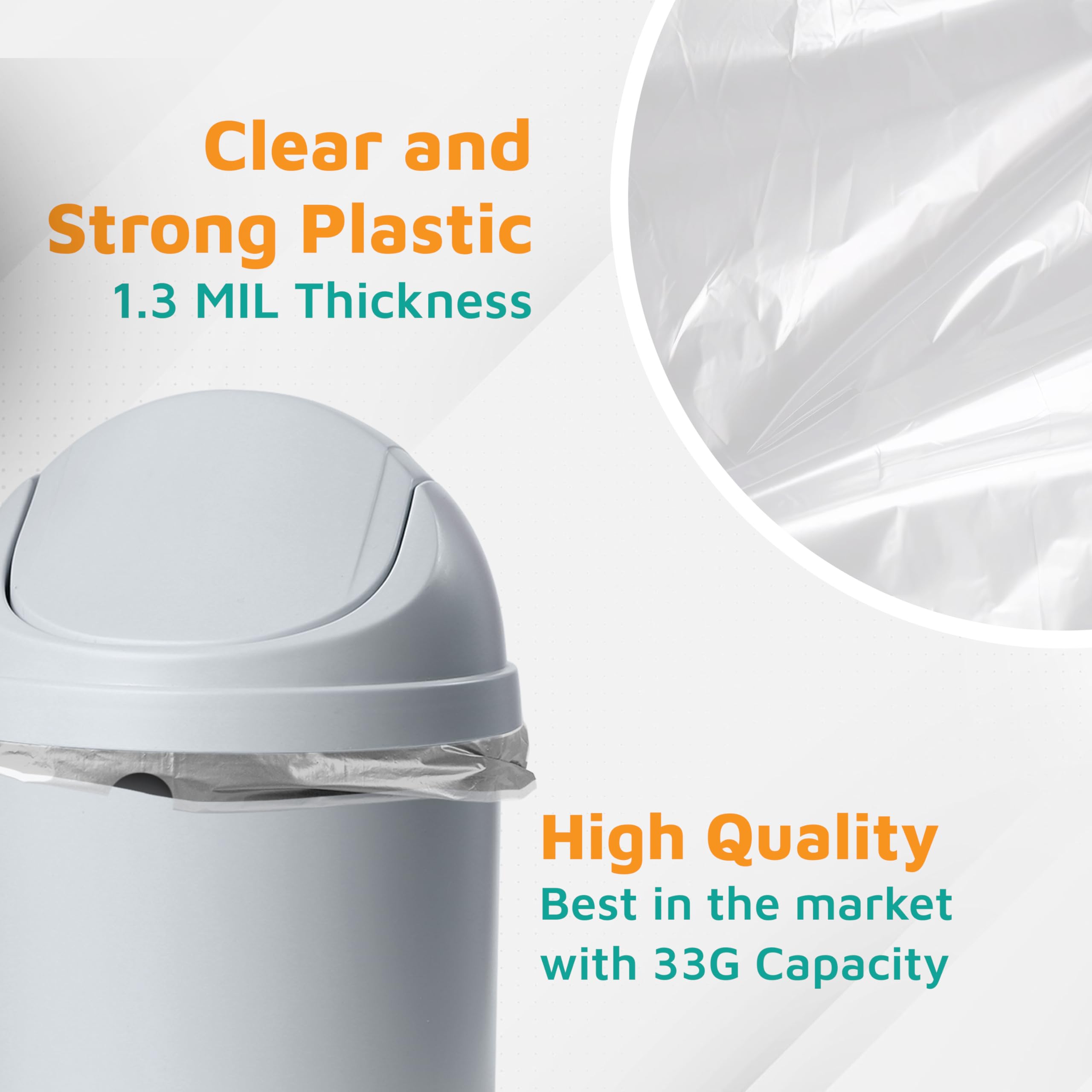 Premium Clear Drawstring Trash Bags - 33 Gallon Tall Kitchen Garbage Bags (100 Count, 0.9 Mil, 33