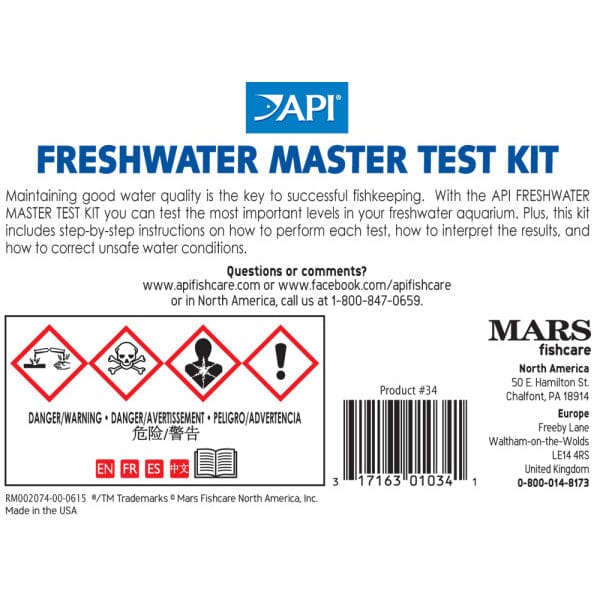 API Freshwater Master Test Kit for Aquariums – Accurate Water Testing for pH, Ammonia, Nitrite & Nitrate – Essential for Healthy Fish & Plant Care