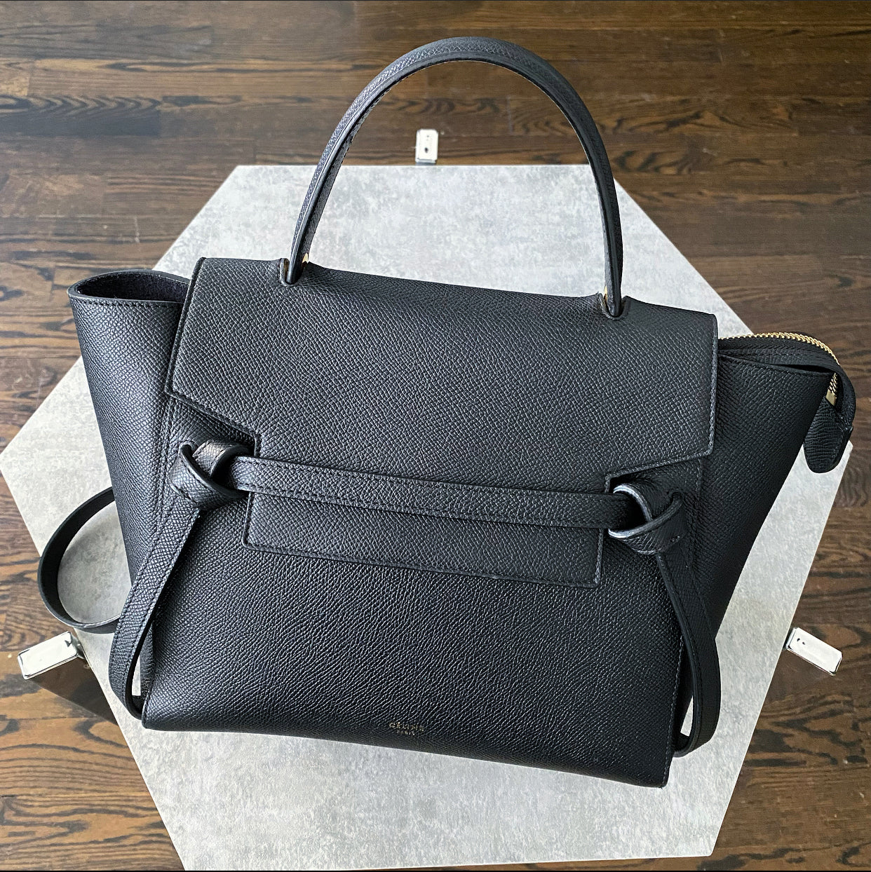 Celine Micro Grained Black Leather Belt Bag for Women - Stylish Crossbody Waist Pack for Travel, Shopping & Everyday Use