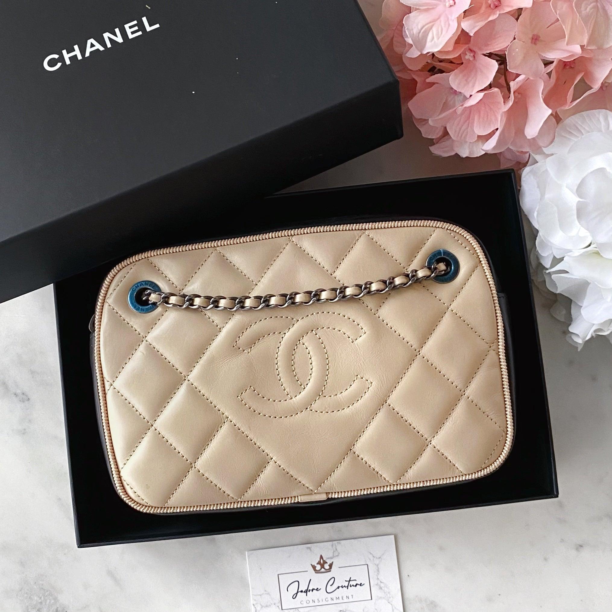 Chanel Beige Calfskin Small Ballerina Camera Crossbody Bag - Perfect for Date Night & Evening Events