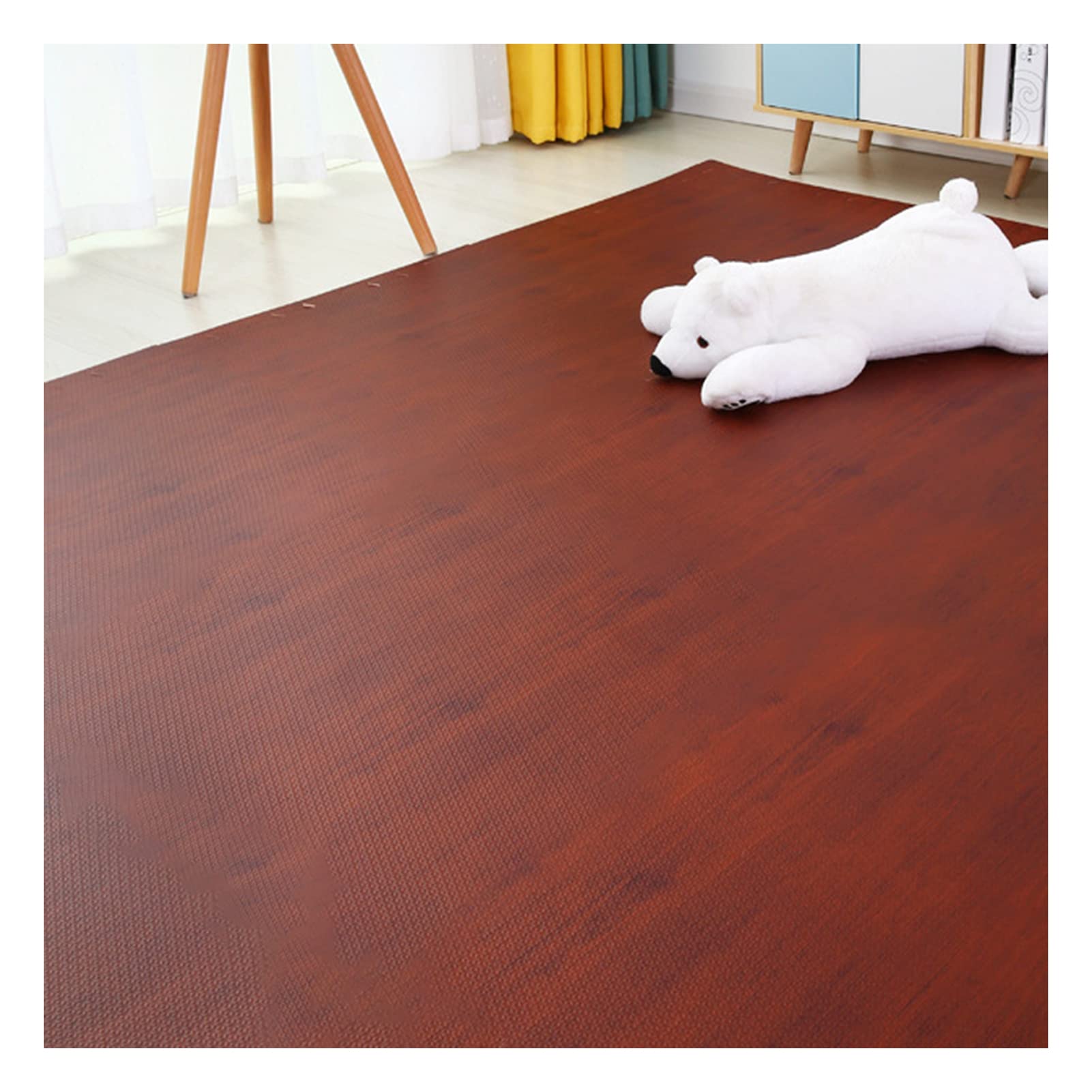 16-Piece Interlocking Foam Floor Mats - Wood Grain Design, Non-Slip Puzzle Play Mat for Kids & Adults (60x60x1cm, Brown) - Perfect for Bedrooms, Playrooms, Gyms and Home Exercise Areas