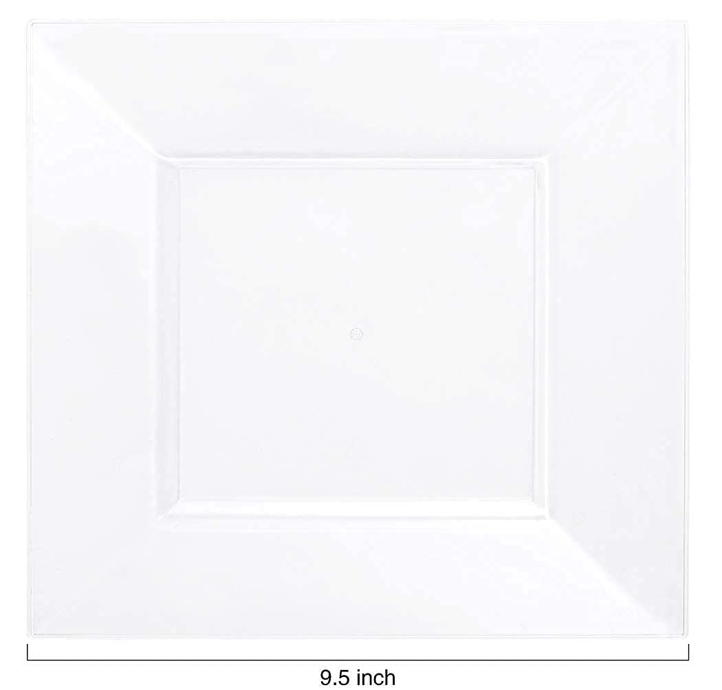 100PCS Clear 6-Inch Square Disposable Plastic Plates & 60PCS 9.5-Inch Clear Square Disposable Plates - Perfect for Parties, Picnics, BBQs, and Events