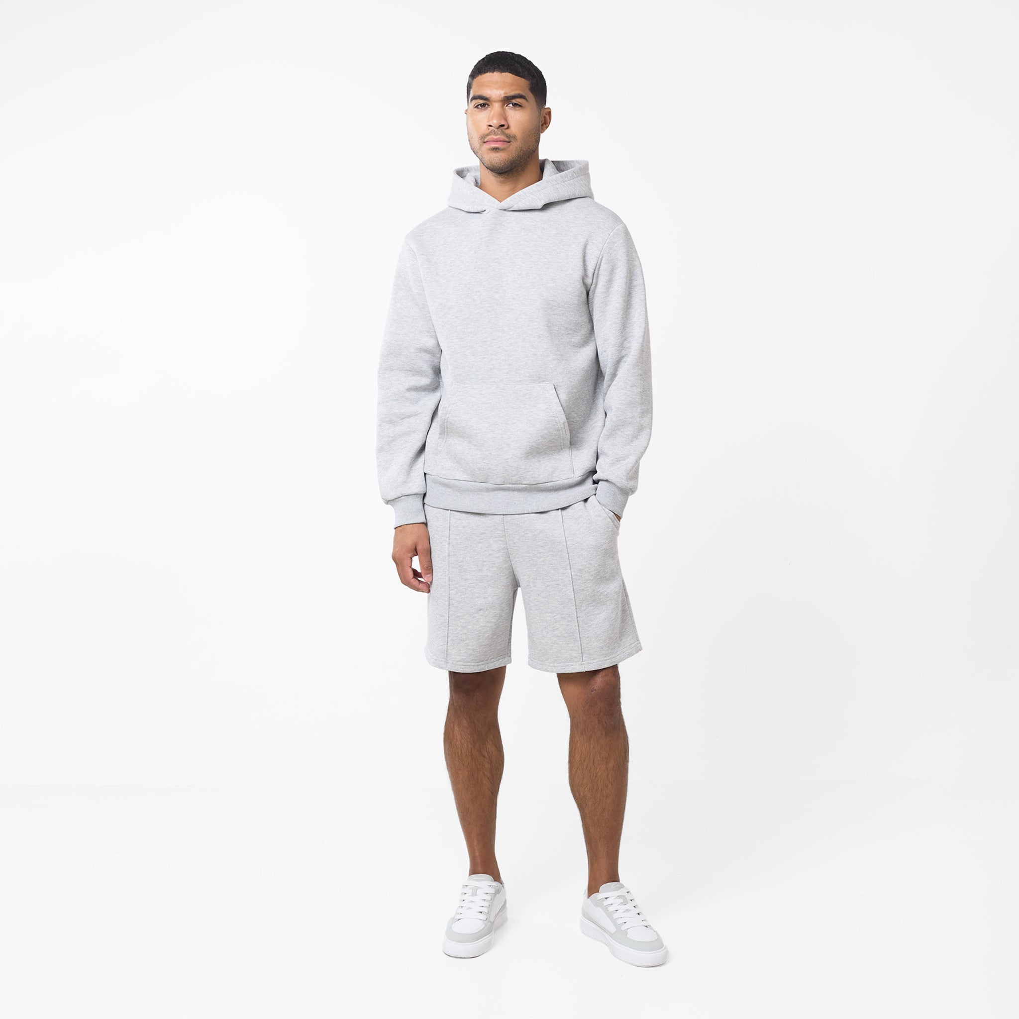 Stylish Pleated Core Shorts in Grey Marl - Perfect for Casual Wear, Gym, and Outdoor Activities