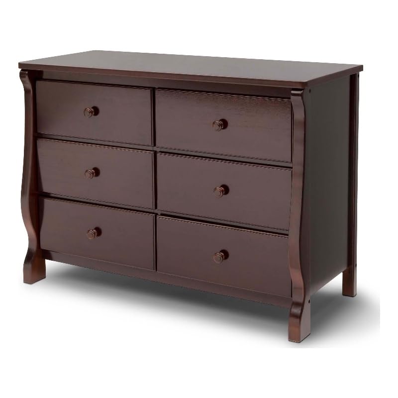 Pemberly Row Universal 6-Drawer Engineered Wood Dresser in Dark Chocolate - Modern Bedroom Storage Solution for Clothes, Linens & Accessories | Perfect for Master Bedroom, Guest Room & Dorm Organization