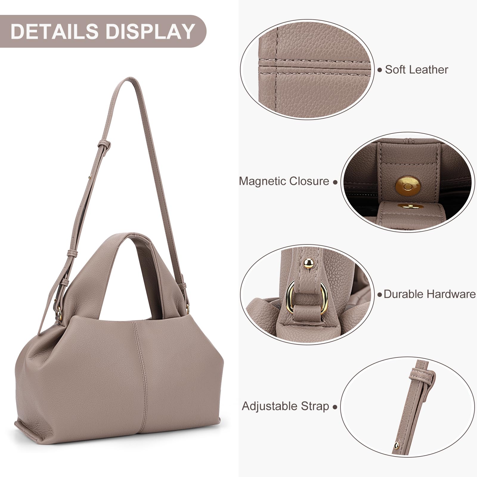 Stylish Women's Crossbody Shoulder Bag - Juoxeepy Chic Dumpling Cloud Satchel Purse for Everyday Use, Work, Travel & Date Night