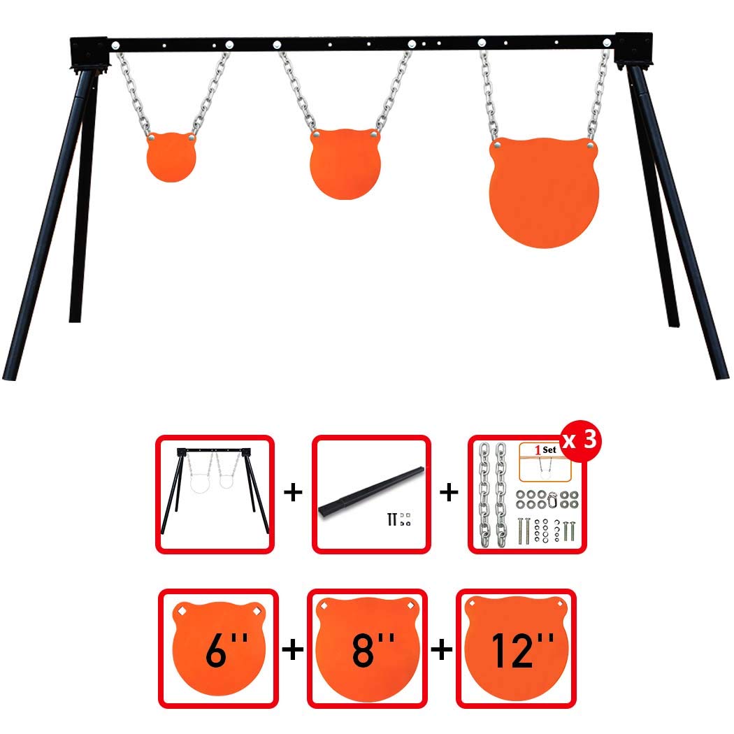 Highwild AR500 Steel Target Stand - Complete Shooting Target System Kit with 3 Targets for Outdoor Range Practice & Tactical Training
