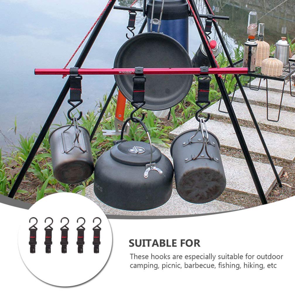 5-Pack Heavy Duty Shelf Hooks for Camping Gear - Durable Storage Hooks & Organizers for Tents, Backpacks, Hiking Equipment - Perfect for Outdoor Adventures, RV Trips & Home Organization