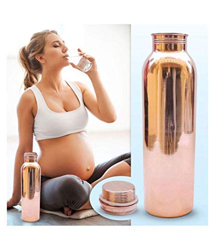 1L Pure Copper Water Bottle Set - 100% Premium Copper, BPA-Free, Leak-Proof for Gym, Yoga & Outdoor Activities | Keeps Water Cool Naturally | Ayurvedic Health Benefits