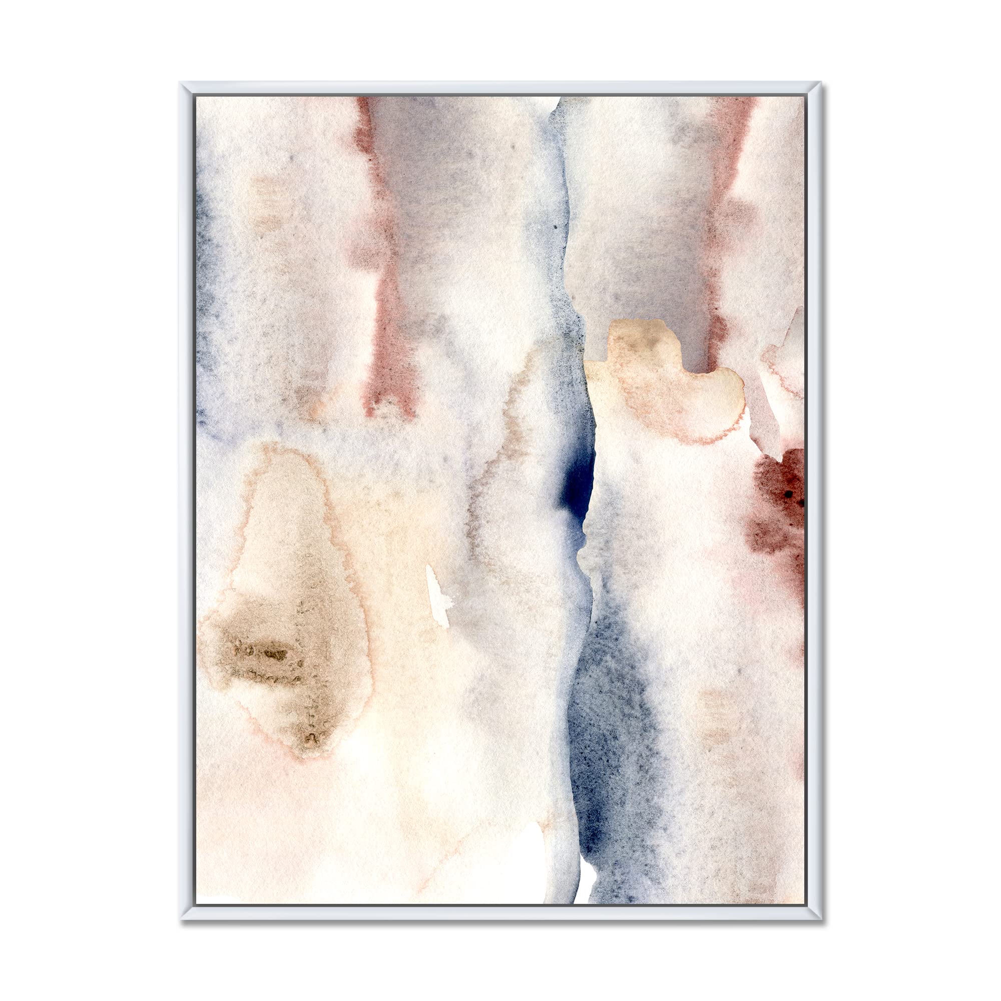 Pastel Abstract Canvas Wall Art with Dark Blue, Pink & Gray Spots - Modern Framed Print for Living Room, Bedroom & Office Decor