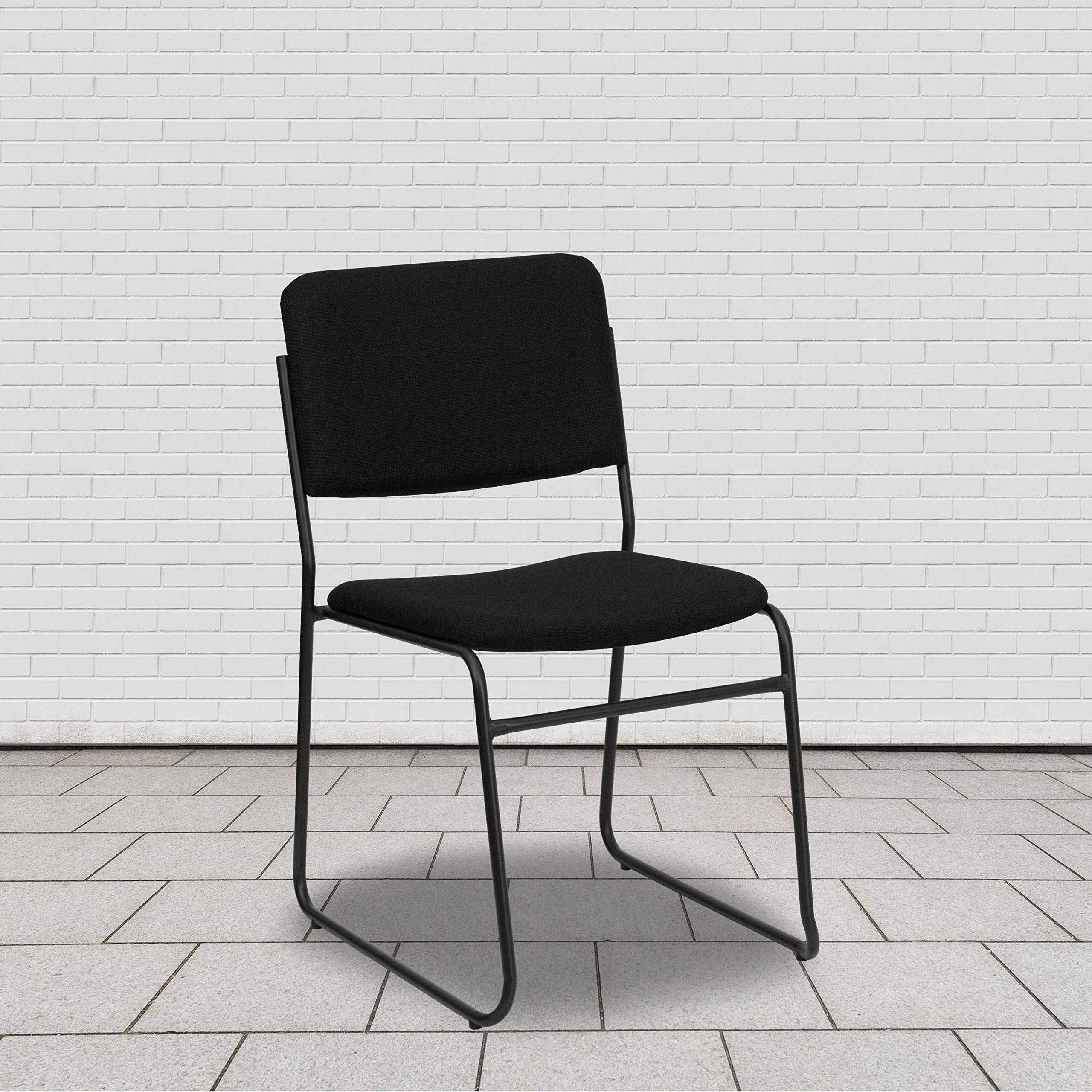 EMMA + OLIVER Heavy Duty Stacking Chairs 500 lb Capacity - Black Fabric Commercial Dining Chairs for Restaurants, Events, and Home Use