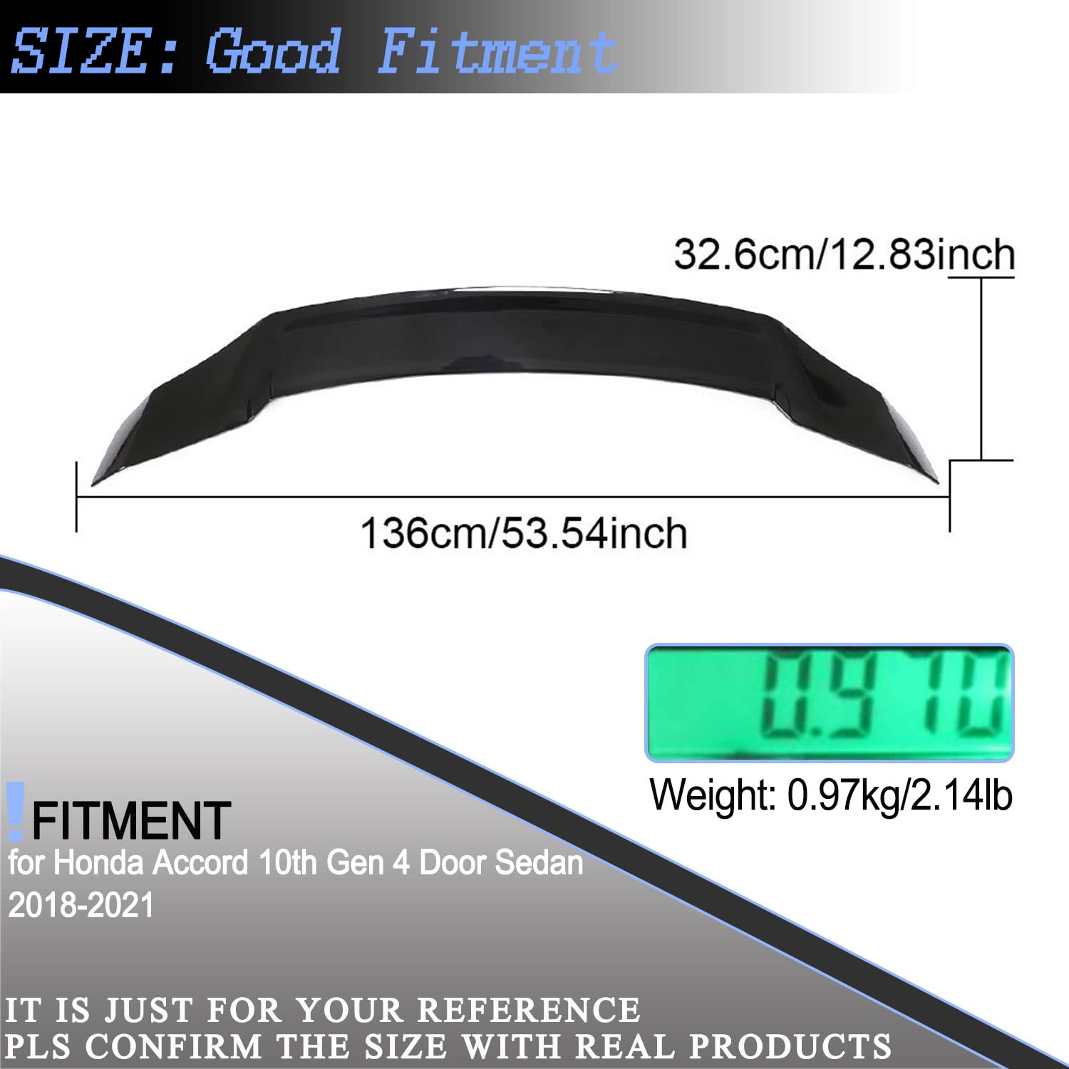 2018-2022 Honda Accord 10th Gen Sedan Trunk Spoiler - High-Kick Rear Wing Lip for 4 Door Models | Enhances Aerodynamics & Sporty Style | Perfect for Car Enthusiasts & Street Racing