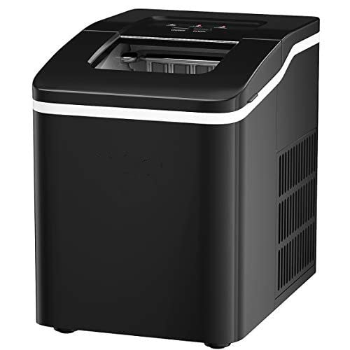 Posdutti Countertop Ice Maker Machine - 8-Minute Fast Ice Production, 26Lbs/24H Capacity, Bullet-Shaped Ice Cubes, Portable Electric Ice Maker with Basket & Scoop, Self-Cleaning Function - Perfect for Home, Office, Parties, RV & Outdoor Use (Black)