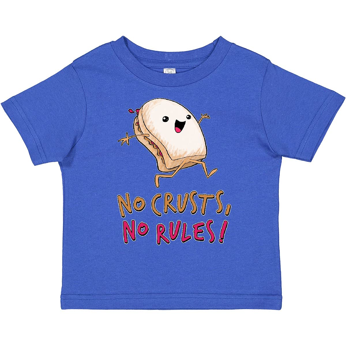 Inktastic No Crusts, No Rules - Funny PB&J Sandwich Graphic Toddler T-Shirt for Playful Kids | Perfect for Playdates, Daycare & Silly Outfits