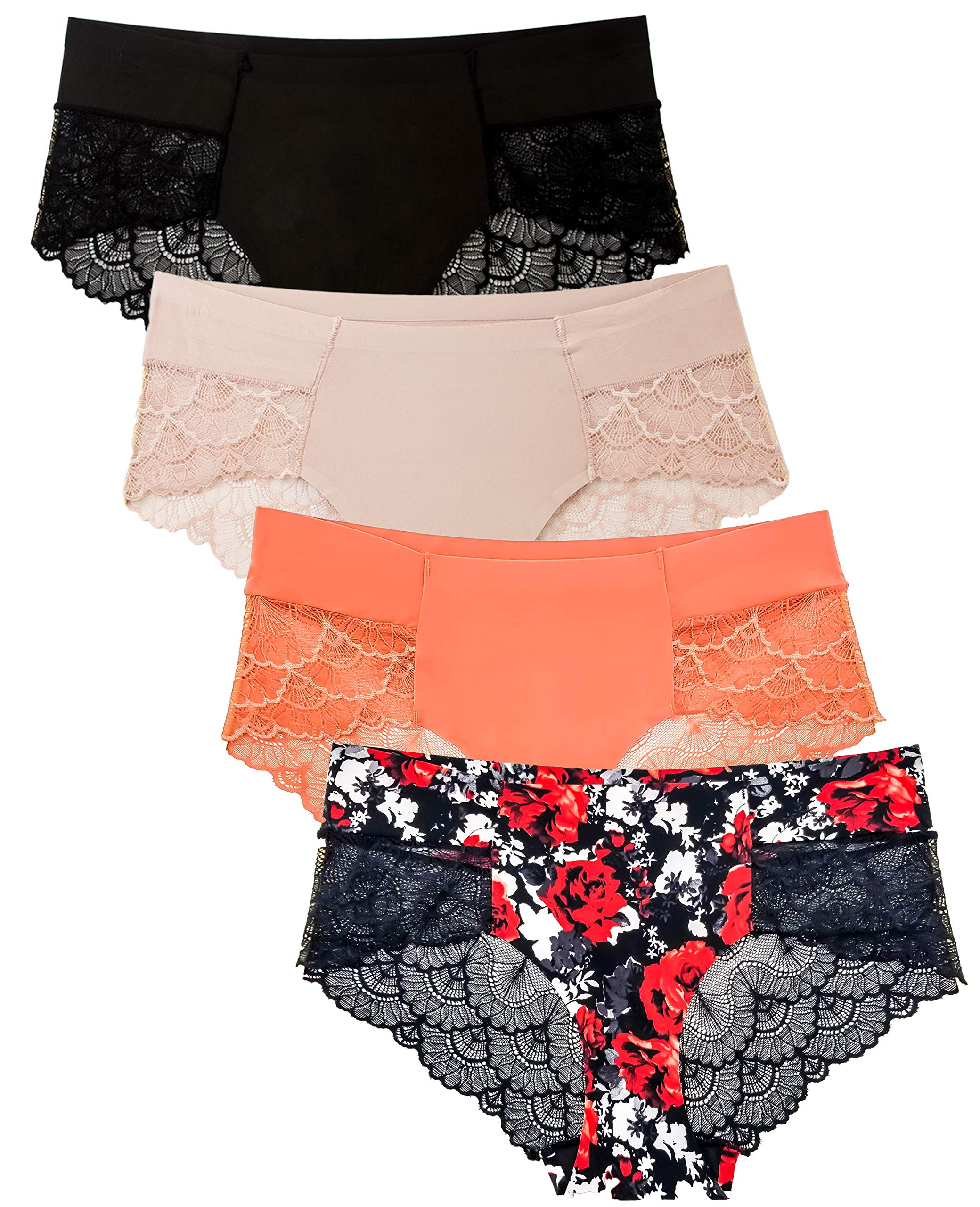 B2BODY Women's Lace Hipster Panties - Soft Comfortable Underwear Multi Pack (3/5/7 Pack) for Everyday Wear, Sleep & Special Occasions