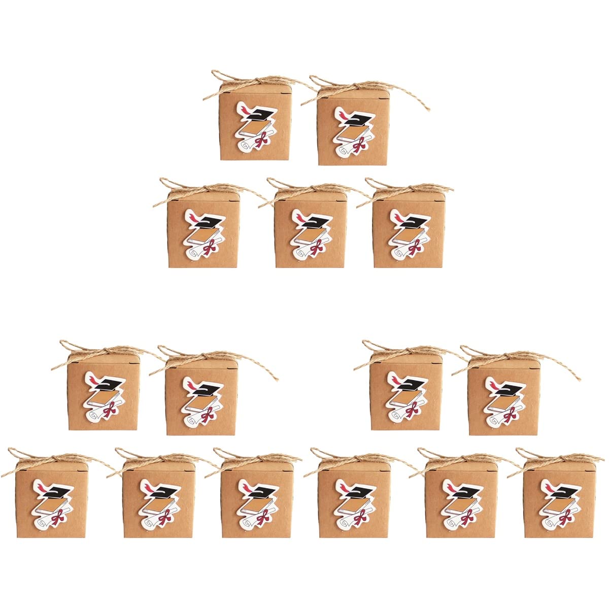 60 PCS Vintage Kraft Paper Graduation Candy Treat Boxes with Doctoral Tags - Red Gift Boxes for Graduation Party Favors & Decor - Perfect for School Ceremonies, College Graduation Gifts & Celebration Events