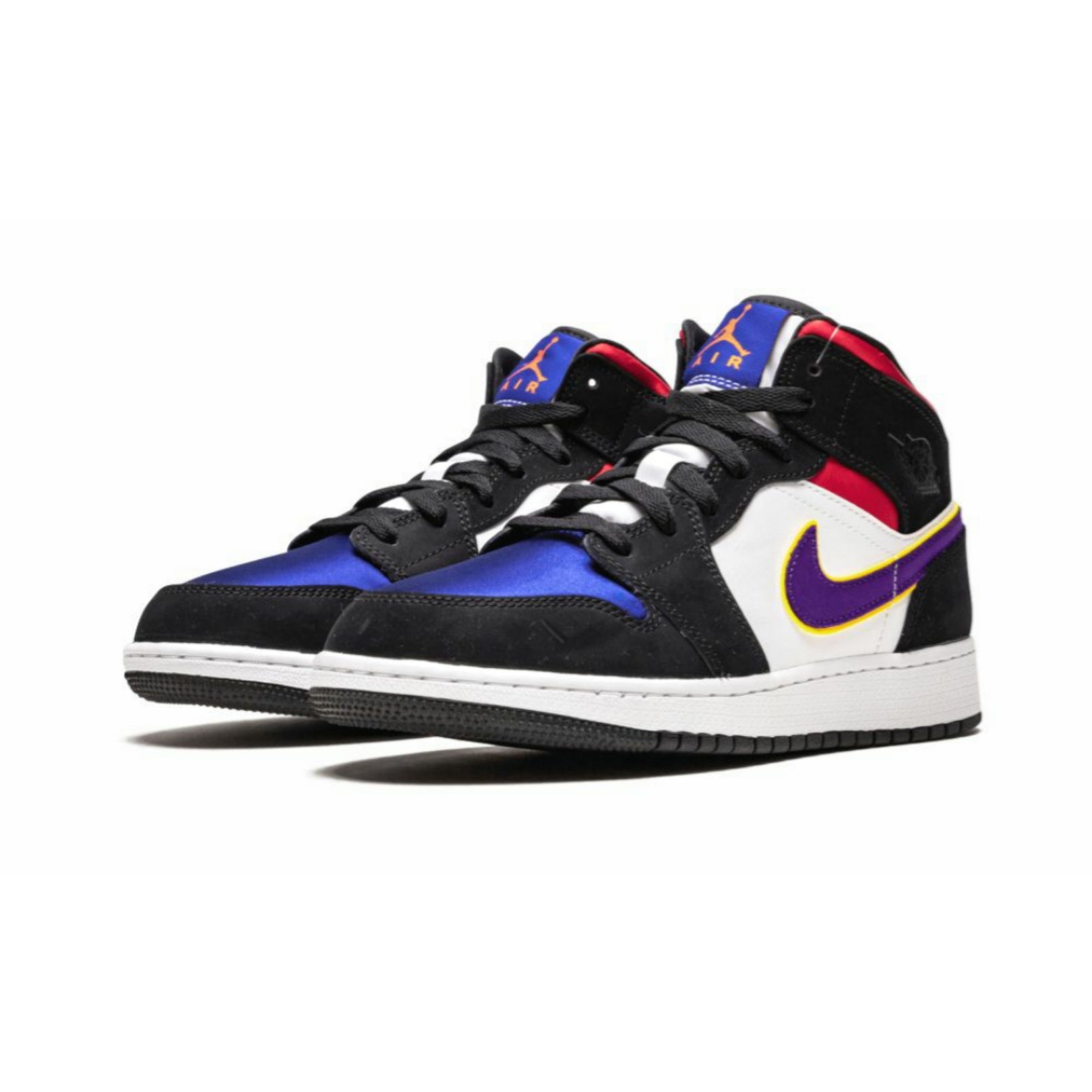 Air Jordan 1 Mid Basketball Shoes - Lakers Colorway (Purple/White/Gym Red) - Men's High-Top Sneakers for Streetwear & Basketball Games
