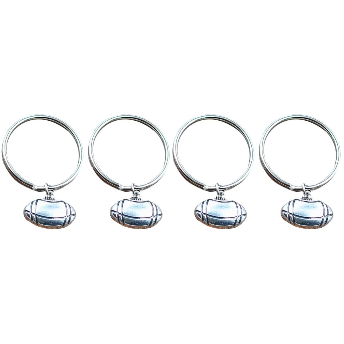 BESTOYARD 4-Pack Football Keychain Set - Fashion Metal Sports Key Rings, Perfect Gift for Fans, Team Spirit Decor, Ideal for Backpacks, Luggage, and Car Keys