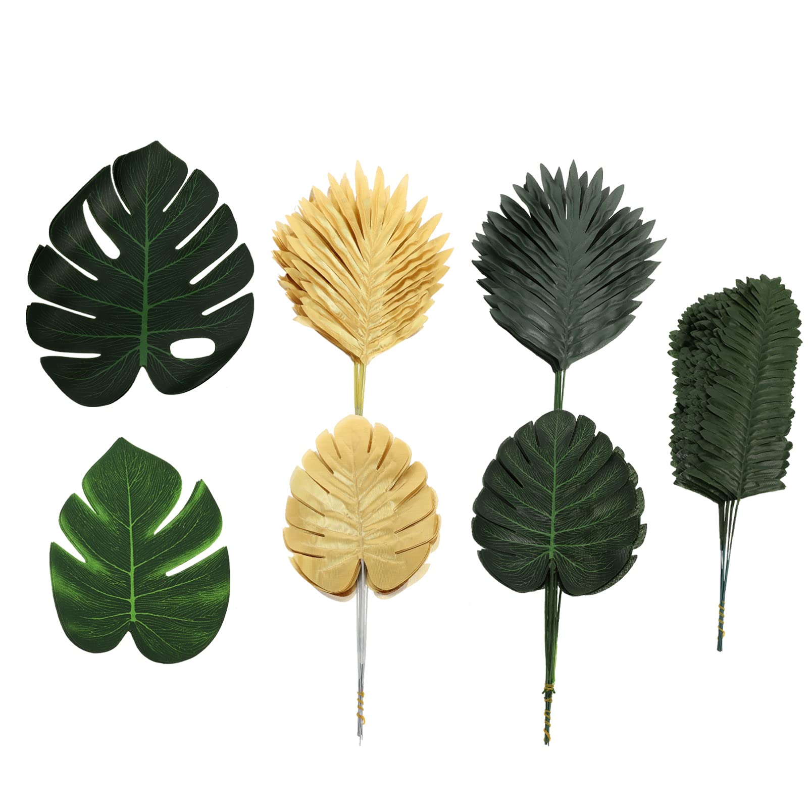 68pcs Artificial Palm Leaves - Tropical Hawaiian Party Decorations for Wedding, Luau & Beach Events - Realistic Green Palm Leaf Decor - Perfect for Backdrops, Centerpieces & Photo Booths