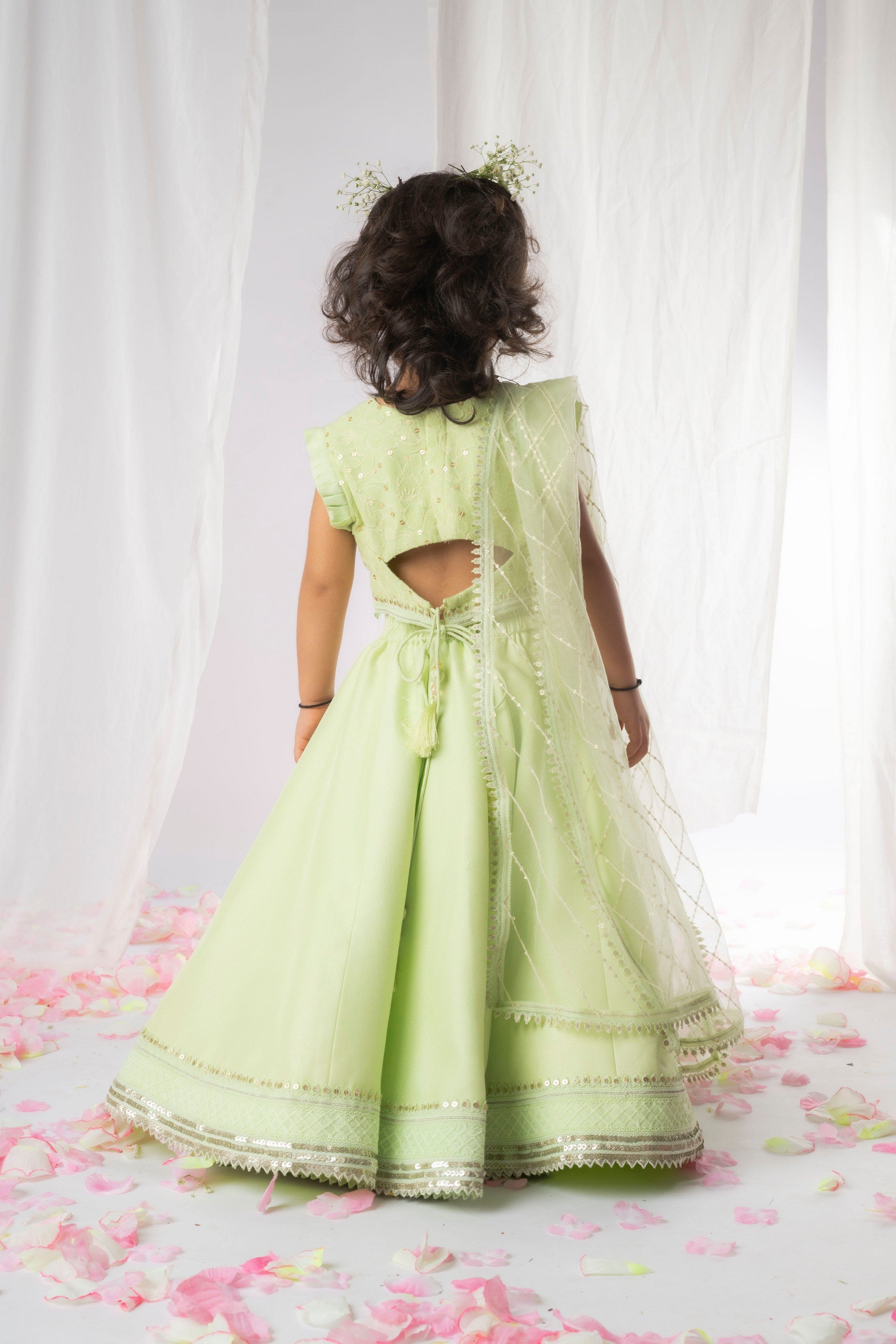 Pre Order: Elegant Green Chikankari Lehenga Set for Women | Traditional Indian Bridal & Wedding Outfit | Perfect for Festivals, Parties & Special Occasions