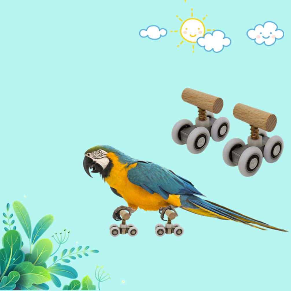 POPETPOP Macaw Parrot Roller Skates Toy - 2pcs Interactive Training Toys for Small & Medium Parrots | Bird Intelligence Development | Perfect for Playtime & Training Sessions (Small Size)